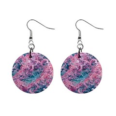 Ocean Waves In Pink Ii Mini Button Earrings by GardenOfOphir