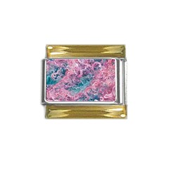 Ocean Waves In Pink Ii Gold Trim Italian Charm (9mm)