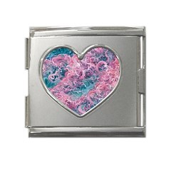 Ocean Waves In Pink Ii Mega Link Heart Italian Charm (18mm)