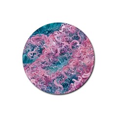 Ocean Waves In Pink Ii Rubber Round Coaster (4 Pack) by GardenOfOphir