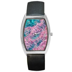 Ocean Waves In Pink Ii Barrel Style Metal Watch by GardenOfOphir