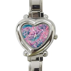 Ocean Waves In Pink Ii Heart Italian Charm Watch by GardenOfOphir