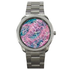 Ocean Waves In Pink Ii Sport Metal Watch by GardenOfOphir