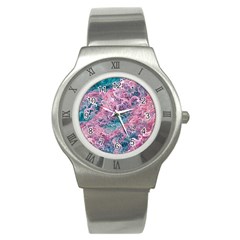 Ocean Waves In Pink Ii Stainless Steel Watch by GardenOfOphir