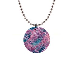 Ocean Waves In Pink Ii 1  Button Necklace by GardenOfOphir