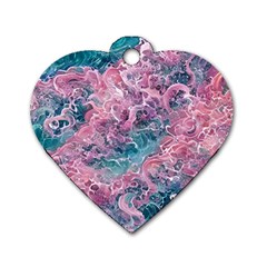 Ocean Waves In Pink Ii Dog Tag Heart (one Side) by GardenOfOphir