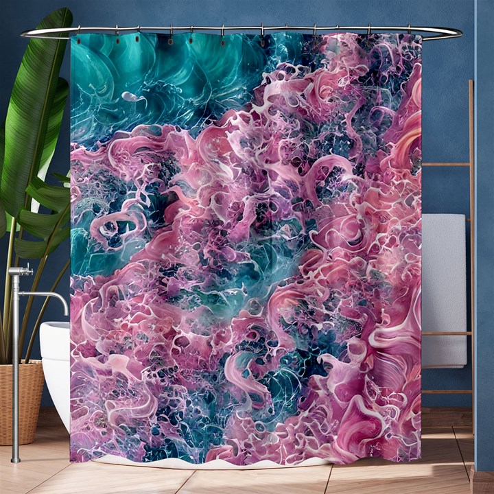 Ocean Waves In Pink Ii Shower Curtain 60  x 72  (Medium) 