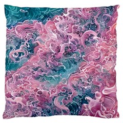 Ocean Waves In Pink Ii Large Cushion Case (two Sides) by GardenOfOphir