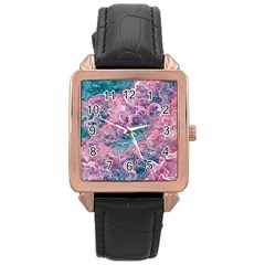 Ocean Waves In Pink Ii Rose Gold Leather Watch  by GardenOfOphir