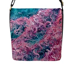 Ocean Waves In Pink Ii Flap Closure Messenger Bag (l) by GardenOfOphir