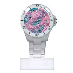 Ocean Waves In Pink Ii Plastic Nurses Watch by GardenOfOphir