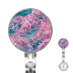 Ocean Waves In Pink Ii Stainless Steel Nurses Watch by GardenOfOphir