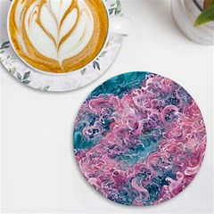 Ocean Waves In Pink Ii Uv Print Round Tile Coaster by GardenOfOphir