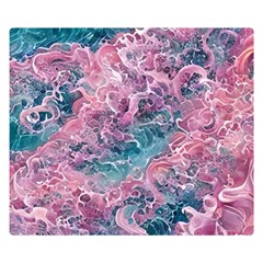 Ocean Waves In Pink Ii One Side Premium Plush Fleece Blanket (small)