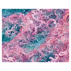 Ocean Waves In Pink Ii One Side Premium Plush Fleece Blanket (medium) by GardenOfOphir