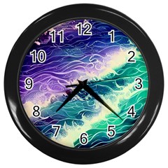 Pastel Hues Ocean Waves Wall Clock (black) by GardenOfOphir