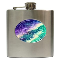 Pastel Hues Ocean Waves Hip Flask (6 Oz) by GardenOfOphir