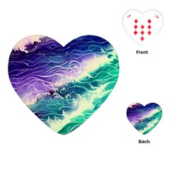 Pastel Hues Ocean Waves Playing Cards Single Design (heart) by GardenOfOphir