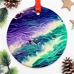 Pastel Hues Ocean Waves Round Ornament (two Sides) by GardenOfOphir