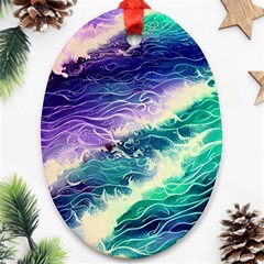 Pastel Hues Ocean Waves Oval Ornament (two Sides) by GardenOfOphir