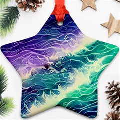 Pastel Hues Ocean Waves Star Ornament (two Sides) by GardenOfOphir