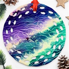 Pastel Hues Ocean Waves Ornament (round Filigree)