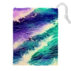 Pastel Hues Ocean Waves Drawstring Pouch (4xl) by GardenOfOphir