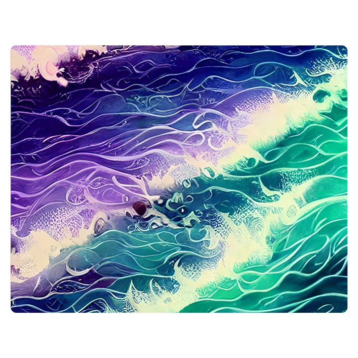 Pastel Hues Ocean Waves One Side Premium Plush Fleece Blanket (Medium)