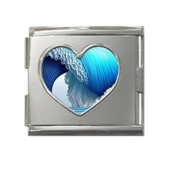 The Power Of The Ocean Mega Link Heart Italian Charm (18mm) by GardenOfOphir