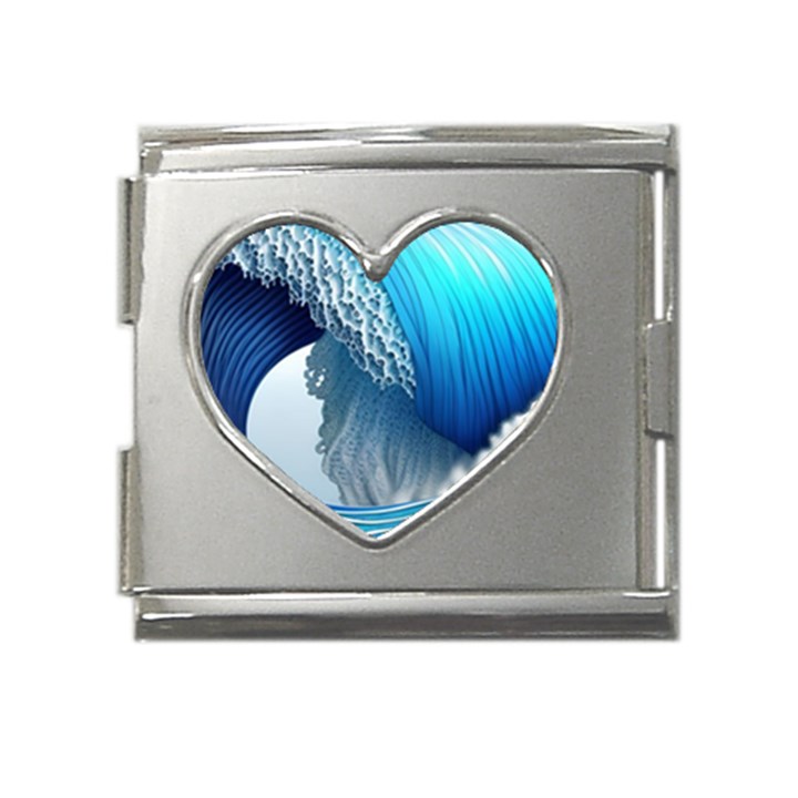 The Power Of The Ocean Mega Link Heart Italian Charm (18mm)