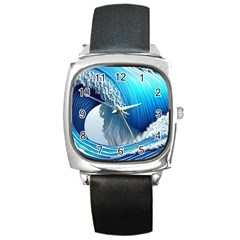 The Power Of The Ocean Square Metal Watch by GardenOfOphir