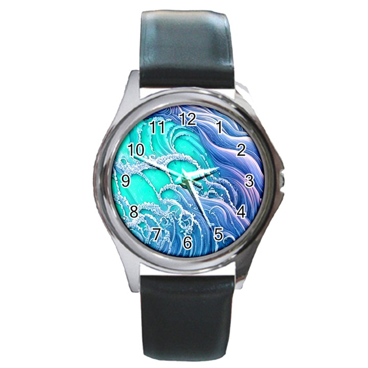 The Beauty Of Waves Round Metal Watch