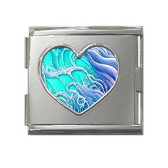 The Beauty Of Waves Mega Link Heart Italian Charm (18mm) by GardenOfOphir