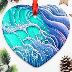 The Beauty Of Waves Heart Ornament (two Sides) by GardenOfOphir