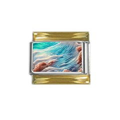 Waves Of The Ocean Gold Trim Italian Charm (9mm) by GardenOfOphir