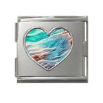 Waves Of The Ocean Mega Link Heart Italian Charm (18mm) Front