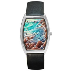 Waves Of The Ocean Barrel Style Metal Watch by GardenOfOphir