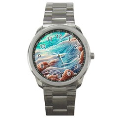 Waves Of The Ocean Sport Metal Watch by GardenOfOphir