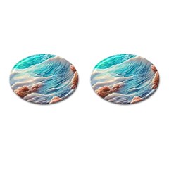 Waves Of The Ocean Cufflinks (oval) by GardenOfOphir