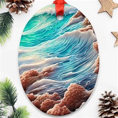 Waves Of The Ocean Oval Ornament (two Sides) by GardenOfOphir