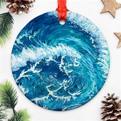 Abstract Blue Ocean Waves Iii Ornament (round) by GardenOfOphir