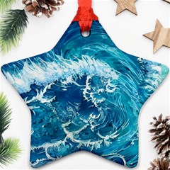 Abstract Blue Ocean Waves Iii Ornament (star) by GardenOfOphir