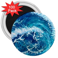 Abstract Blue Ocean Waves Iii 3  Magnets (100 Pack) by GardenOfOphir