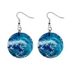 Abstract Blue Ocean Waves Iii Mini Button Earrings by GardenOfOphir