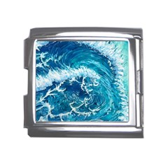 Abstract Blue Ocean Waves Iii Mega Link Italian Charm (18mm) by GardenOfOphir