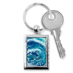 Abstract Blue Ocean Waves Iii Key Chain (rectangle) by GardenOfOphir