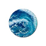 Abstract Blue Ocean Waves Iii Rubber Round Coaster (4 pack) Front