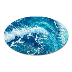 Abstract Blue Ocean Waves Iii Oval Magnet by GardenOfOphir