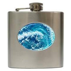 Abstract Blue Ocean Waves Iii Hip Flask (6 Oz) by GardenOfOphir