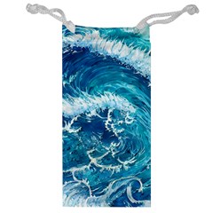 Abstract Blue Ocean Waves Iii Jewelry Bag by GardenOfOphir